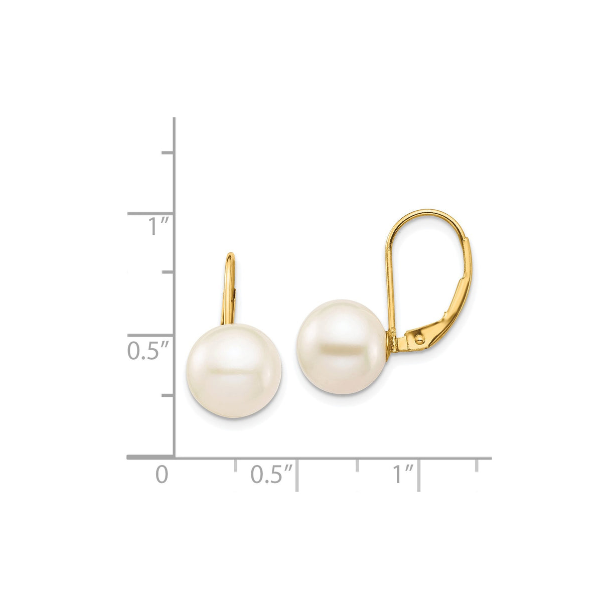 14k Yellow Gold Leverback Earrings with White Cultured Pearls, Classic Drop Design