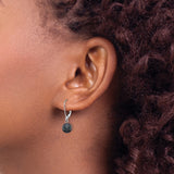 14k White Gold Drop Earrings with Black Cultured Pearls, Leverback Dangle Design for Women