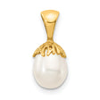 14k Yellow Gold Pearl Pendant with Textured Organic Gold Cap over White Freshwater Pearl