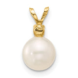 14k Yellow Gold Pendant with Amethyst and White Cultured Pearl, Classic Jewelry for Women