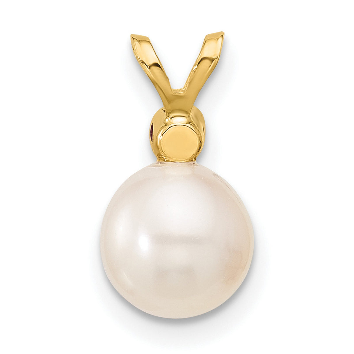 14k Yellow Gold Pendant with Ruby and Pearl Accents, Elegant Feminine Jewelry for Women