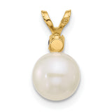 14k Yellow Gold Pendant with White Pearl and Blue Sapphire, Classic Charm for Women