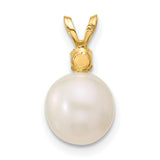 14k Yellow Gold Pendant with White Cultured Pearl and Oval Amethyst Accent