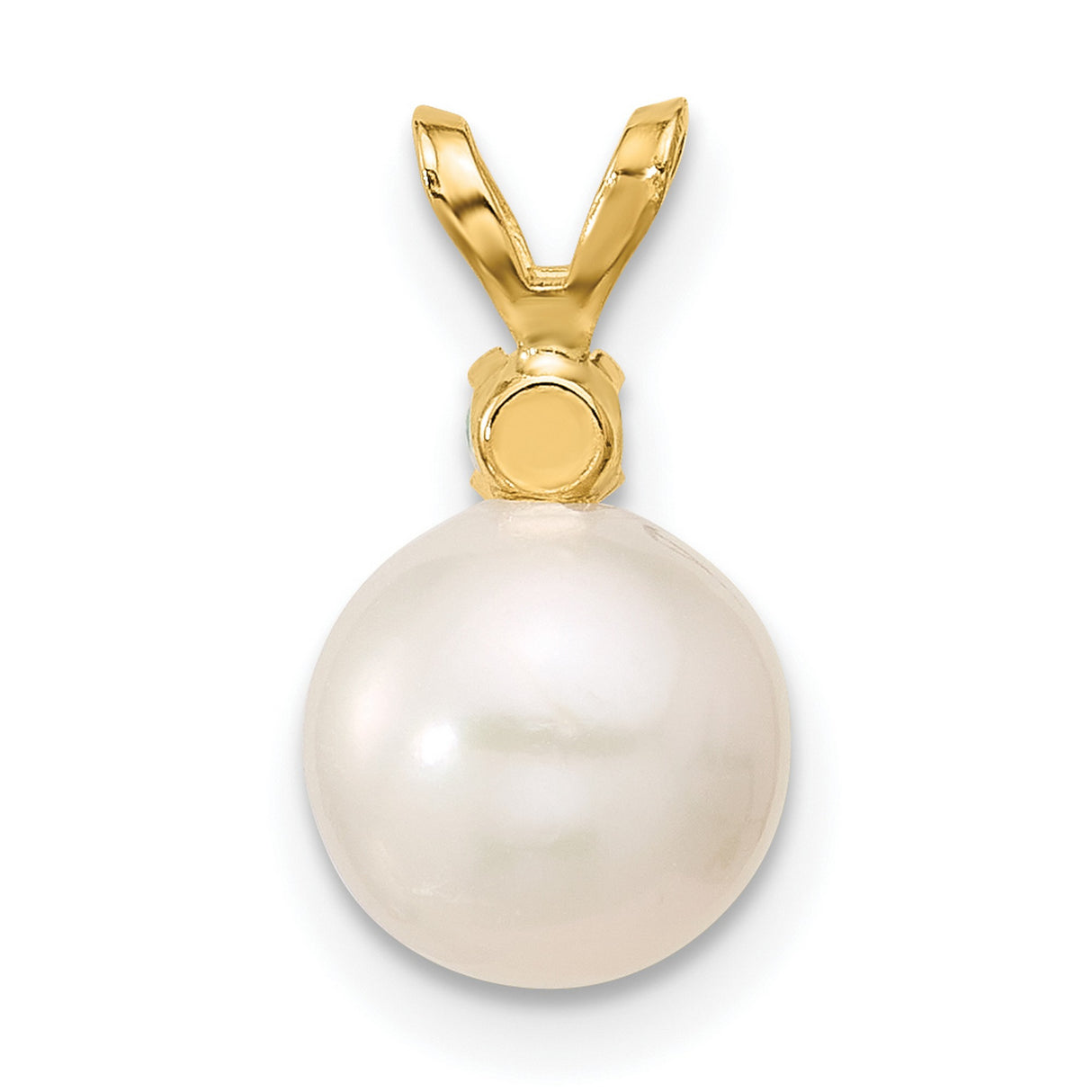 14k Yellow Gold Pendant with White Cultured Pearl and Green Emerald Accent