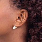 14k Yellow Gold Leverback Earrings with White Cultured Pearls and Tanzanite Drop Design