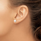 14k Yellow Gold Stud Earrings with White Cultured Pearls and Pink Topaz Accents