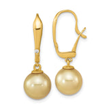 14k Yellow Gold Dangle Earrings with Golden South Sea Pearls and Diamond Accents