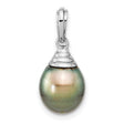 14k White Gold Pendant with Tahitian Pearl, Multicolor Drop Design for Women