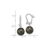 14k White Gold Dangle Earrings with Dark Tahitian Pearls and Diamond Accents