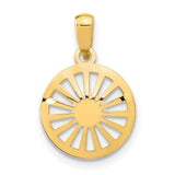 Polished 4-5mm Freshwater Cultured Pearl Circle Charm Pendant in Real 14k Multi-Tone Gold