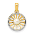 Polished 4-5mm Freshwater Cultured Pearl Circle Charm Pendant in Real 14k Multi-Tone Gold