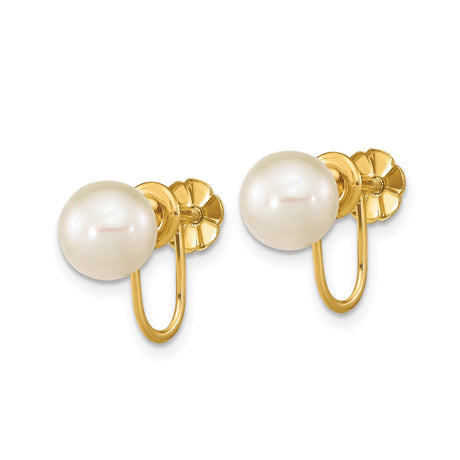 14K Yellow Gold Pearl Clip On Earrings With Cultured Pearls