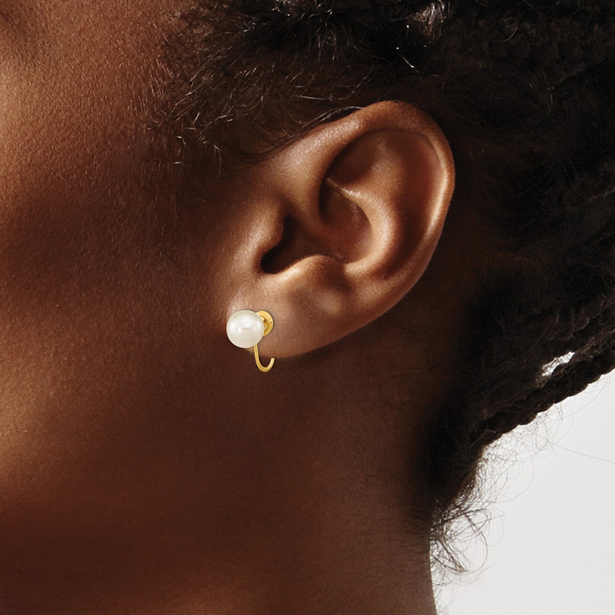 14K Yellow Gold Pearl Clip On Earrings With Cultured Pearls