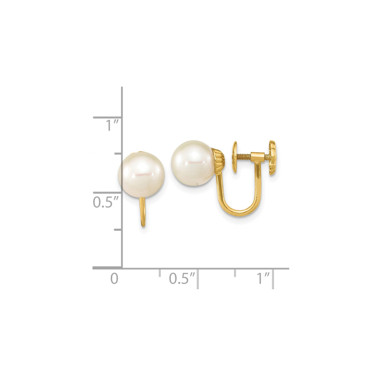 14K Yellow Gold Pearl Clip On Earrings With Cultured Pearls