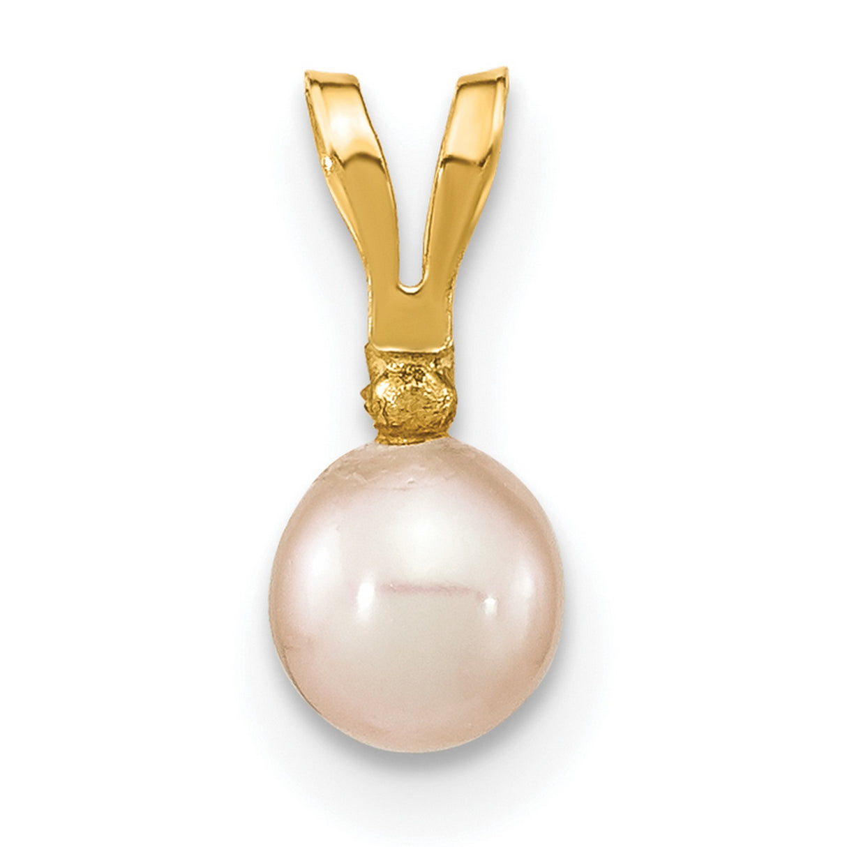 Childrens 4-5mm Freshwater Pearl Diamond Earring Set Charm Pendant in Real 14k Yellow Gold