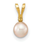 Childrens 4-5mm Freshwater Pearl Diamond Earring Set Charm Pendant in Real 14k Yellow Gold