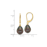 14k Yellow Gold Dangle Earrings with Large Baroque Tahitian Pearls, Leverback Design