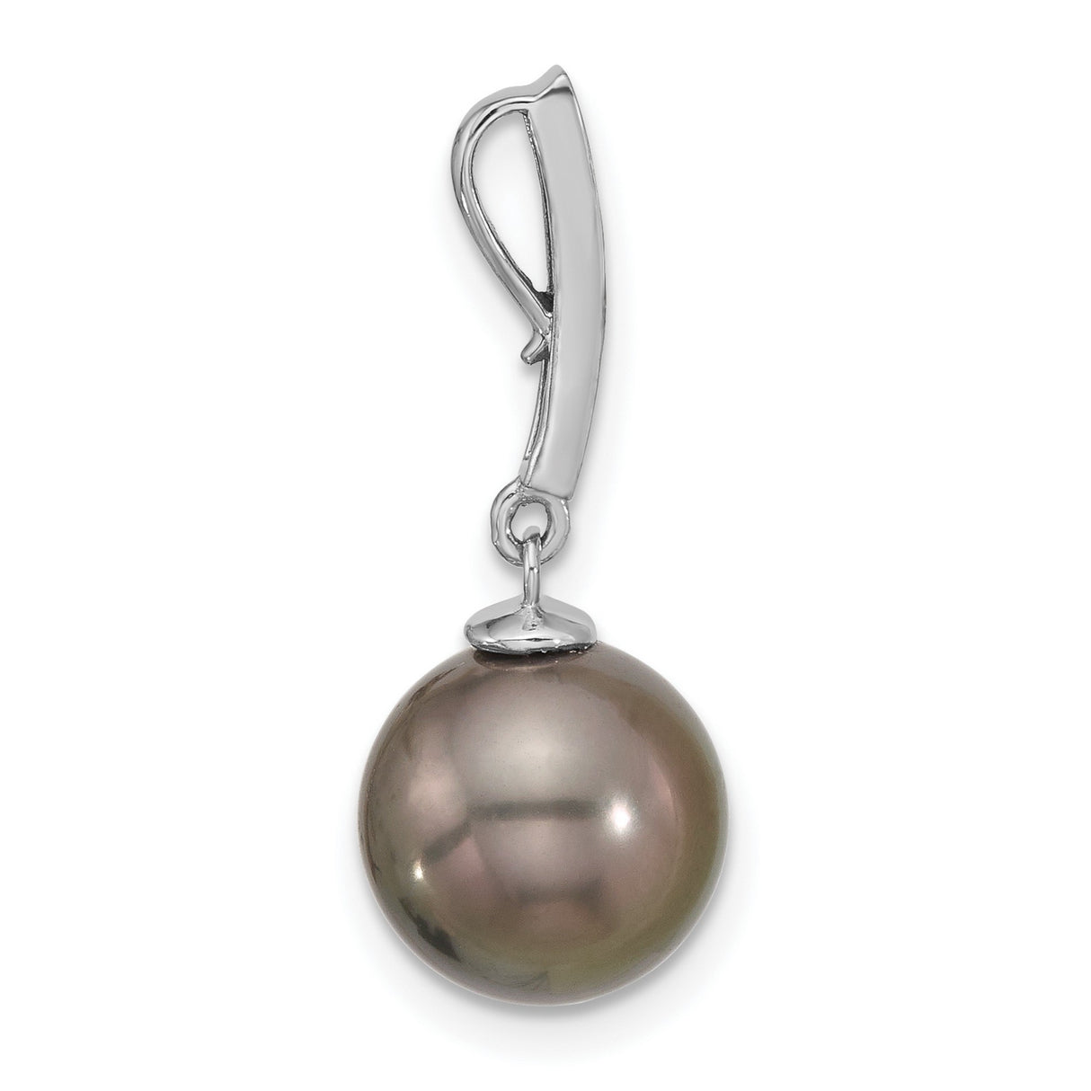 14k White Gold Pendant with Black Tahitian Pearl Drop and Diamond Accents