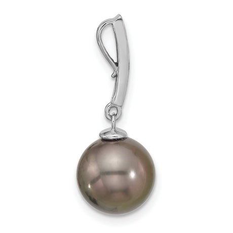 14k White Gold Pendant with Black Tahitian Pearl Drop and Diamond Accents