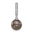14k White Gold Pendant with Black Tahitian Pearl Drop and Diamond Accents