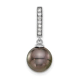 14k White Gold Pendant with Black Tahitian Pearl Drop and Diamond Accents
