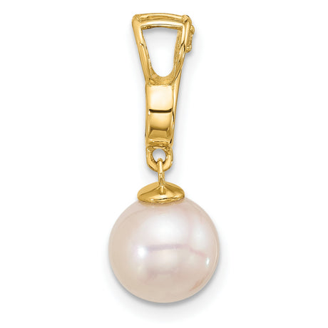 14k Yellow Gold Infinity Pendant with White Pearl Drop and Diamond Accent