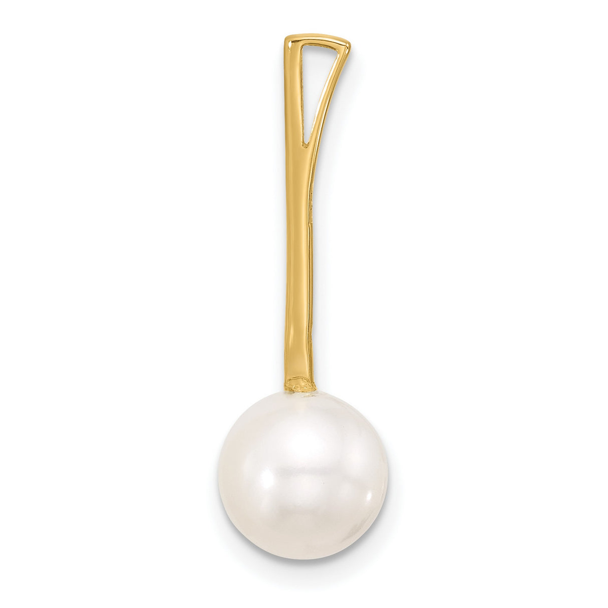 14k Yellow Gold Pearl Pendant with Modern Open Bail, Round Freshwater Pearl Design