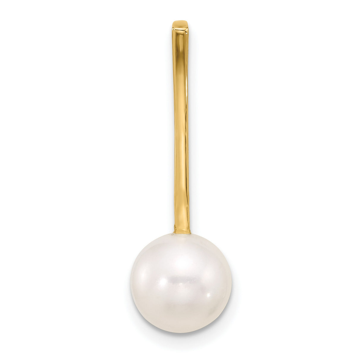 14k Yellow Gold Pearl Pendant with Modern Open Bail, Round Freshwater Pearl Design