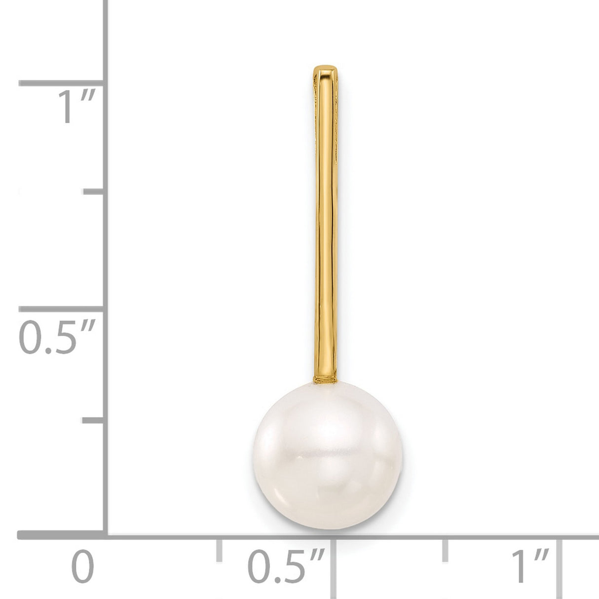 14k Yellow Gold Pearl Pendant with Modern Open Bail, Round Freshwater Pearl Design