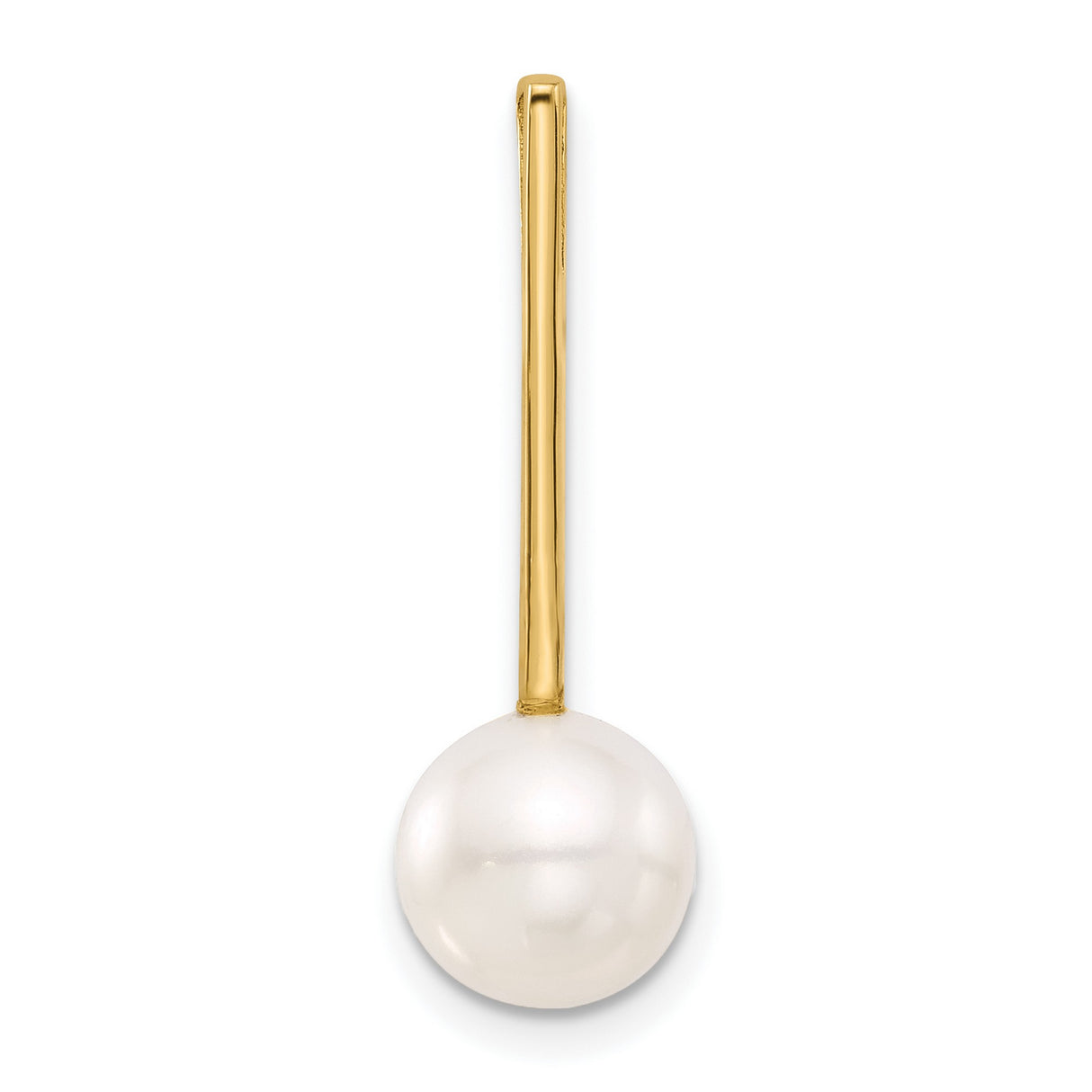 14k Yellow Gold Pearl Pendant with Modern Open Bail, Round Freshwater Pearl Design