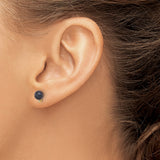 14k Yellow Gold Stud Earrings with Black Cultured Pearls and Diamond Accents
