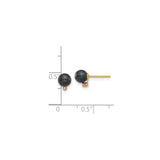 14k Yellow Gold Stud Earrings with Black Cultured Pearls and Diamond Accents