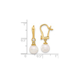 14k Yellow Gold Drop Earrings with White Akoya Pearls and Diamond Accents