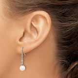 14k White Gold Dangle Earrings with Cultured Pearls and Diamond Accents, Drop Design for Women