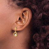 14k Yellow Gold Dangle Earrings with White Pearl Drop, Diamond Accent, Twisted Teardrop Design