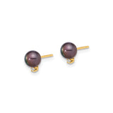 14k Yellow Gold Stud Earrings with Black Cultured Pearls and Diamond Accents
