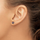 14k Yellow Gold Stud Earrings with Black Cultured Pearls and Diamond Accents