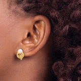 14k Yellow Gold Dolphin Stud Earrings with White Pearl, Nautical Ocean Theme for Women