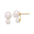 14k Yellow Gold Double Sided Pearl Stud Earrings, Front Back Modern Design