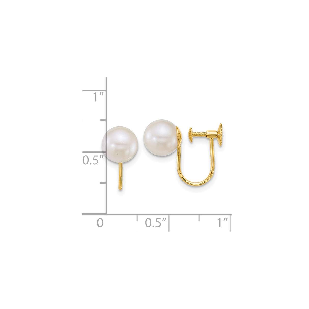 14K Yellow Gold Clip On Pearl Earrings Screwback Secure Fit