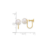 14K Yellow Gold Clip On Pearl Earrings Screwback Secure Fit