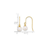 14k Yellow Gold Dangle Earrings with White Cultured Pearls, Classic Hook Style
