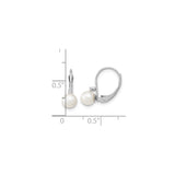 14k White Gold Drop Earrings with Freshwater Pearl and Diamond Accent Leverback Design