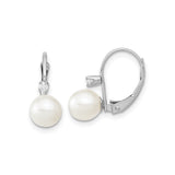 14k White Gold Drop Earrings with Cultured Freshwater Pearls and Diamond Accents