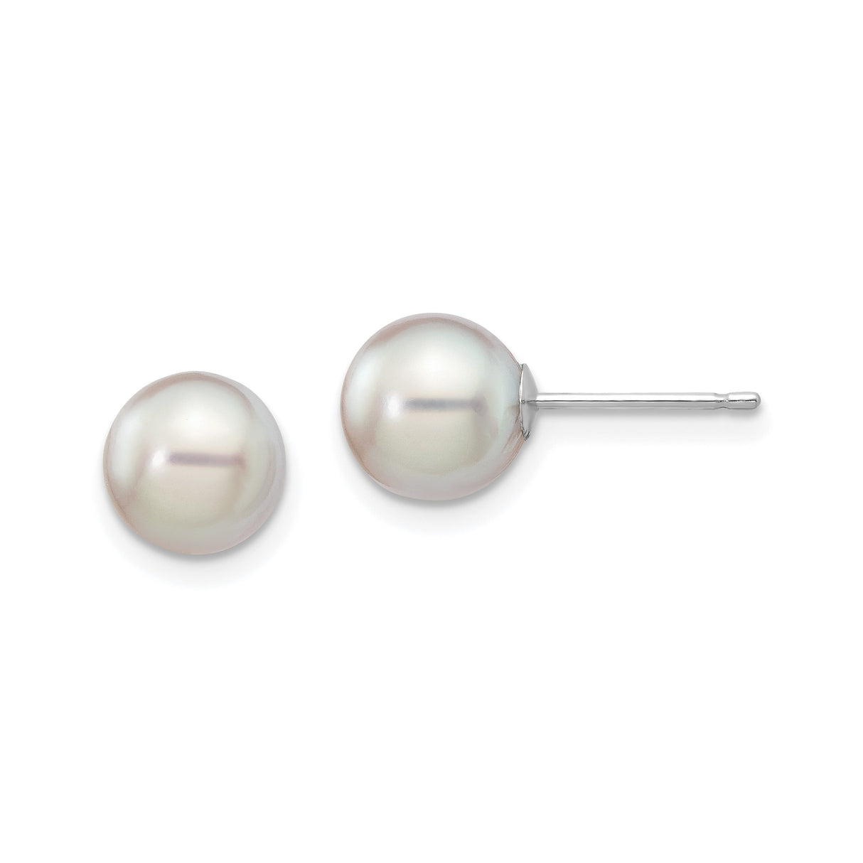 14k White Gold Pearl Stud Earrings, Classic Minimalist Bridal Jewelry for Women