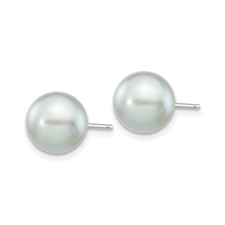 14k White Gold Stud Earrings with Cultured Pearl, Classic Minimalist Design for Women