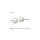 14k White Gold Stud Earrings with Cultured Pearl, Classic Minimalist Design for Women