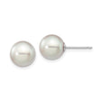14k White Gold Stud Earrings with Cultured Pearl, Classic Minimalist Design for Women