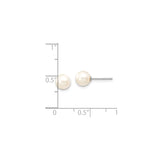 14k White Gold Pearl Stud Earrings, Classic Round Cultured Akoya Pearls for Women