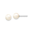 14k White Gold Pearl Stud Earrings, Classic Round Cultured Akoya Pearls for Women